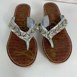 Sam Edelman Randi Jeweled Wedge Sandals Size 10